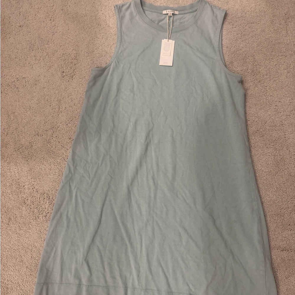 NWT Z supply Sloane tank dress in a soft jersey material, light teal, size S